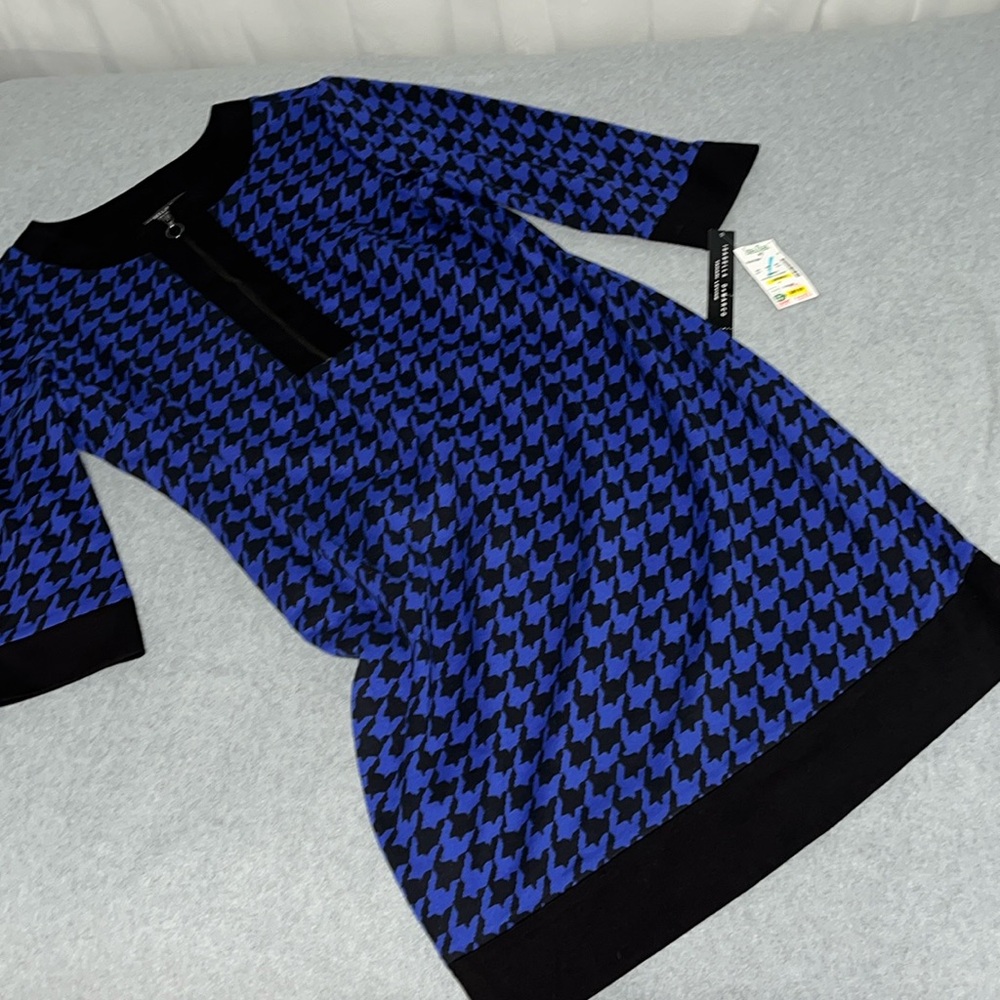 Womens Tahari Houndstooth Shift Dress Size 12 Career Office Mature Mod